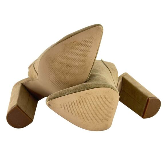 ShoeDazzle Katherine Pointed Toe Mules Tan Faux Suede Slingback Heels Size 8.5 - Picture 13 of 16